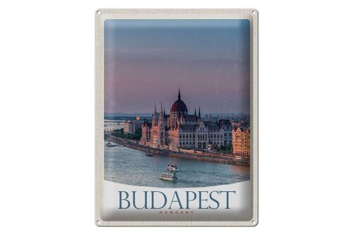 Blechschild Reise 30x40cm Aussicht auf Budapest Kirche Ungarn