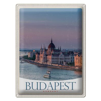 Blechschild Reise 30x40cm Aussicht auf Budapest Kirche Ungarn