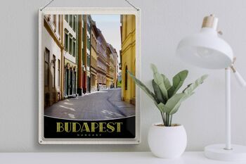 Panneau en étain voyage 30x40cm, Budapest, hongrie, rue du centre-ville 3