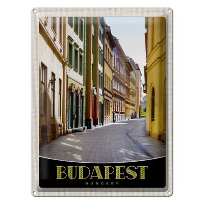 Targa in metallo da viaggio 30x40 cm Budapest Ungheria Downtown Street