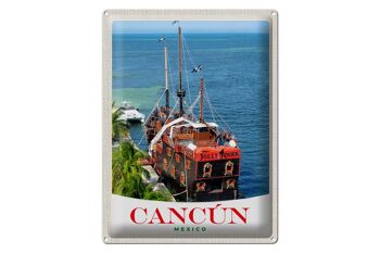 Panneau de voyage en étain, 30x40cm, Cancun, mexique, navire Jolly Roger 1