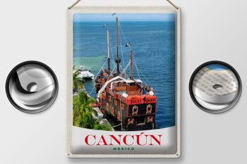 Panneau de voyage en étain, 30x40cm, Cancun, mexique, navire Jolly Roger 2