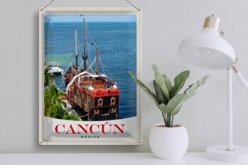 Panneau de voyage en étain, 30x40cm, Cancun, mexique, navire Jolly Roger 3