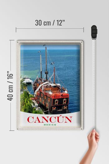 Panneau de voyage en étain, 30x40cm, Cancun, mexique, navire Jolly Roger 4