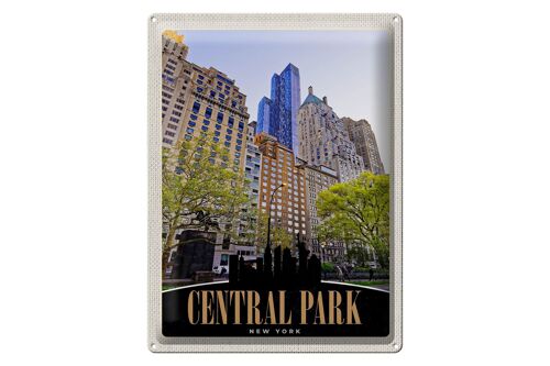 Blechschild Reise 30x40cm Central Park USA New York Hochhaus