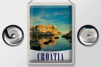 Panneau en étain voyage 30x40cm, château de croatie, plage, mer, Europe 2