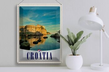 Panneau en étain voyage 30x40cm, château de croatie, plage, mer, Europe 3