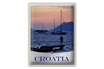 Signe en étain voyage 30x40cm, Croatie Yacht pêche en mer montagnes 1