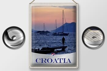 Signe en étain voyage 30x40cm, Croatie Yacht pêche en mer montagnes 2
