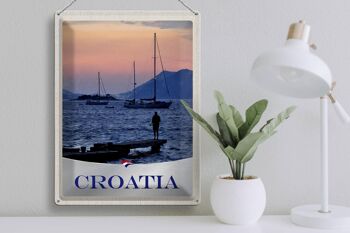 Signe en étain voyage 30x40cm, Croatie Yacht pêche en mer montagnes 3