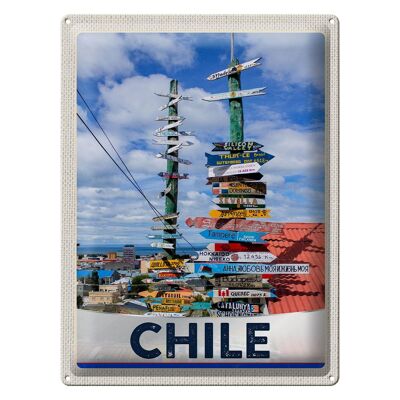 Blechschild Reise 30x40cm Chile Meer Strand Weg