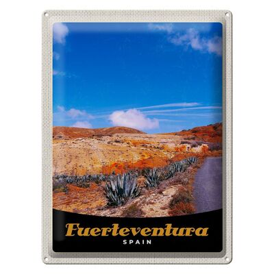 Blechschild Reise 30x40cm Fuerteventura Spanien Wüste Gebirge