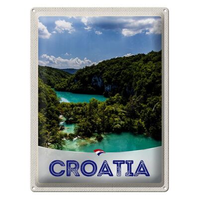 Cartel de chapa de viaje, 30x40cm, Croacia, mar, naturaleza, vacaciones, montañas