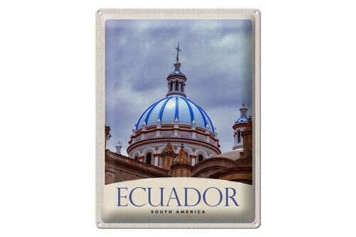 Blechschild Reise 30x40cm Ecuador Süd Amerika Kirche Stadt