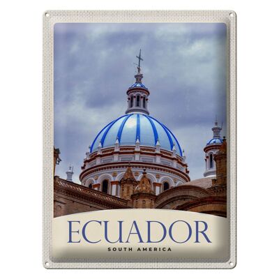 Targa in metallo da viaggio 30x40 cm Ecuador Sud America Church City