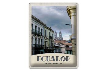 Panneau de voyage en étain, 30x40cm, équateur, Amérique du Sud, ville, église 1