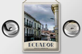 Panneau de voyage en étain, 30x40cm, équateur, Amérique du Sud, ville, église 2