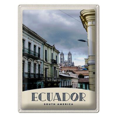 Targa in metallo da viaggio 30x40 cm Ecuador Sud America City Church