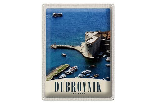 Blechschild Reise 30x40cm Dubrovnik Kroatien Meer Turm