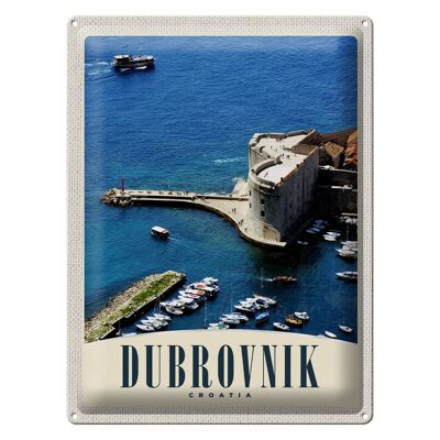 Targa in metallo da viaggio 30x40 cm Dubrovnik Croazia Torre del mare