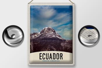 Panneau de voyage en étain, 30x40cm, équateur, Amérique du sud, montagnes, neige 2