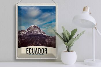 Panneau de voyage en étain, 30x40cm, équateur, Amérique du sud, montagnes, neige 3