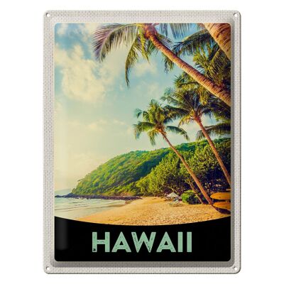Cartel de chapa de viaje, 30x40cm, isla de Hawaii, playa, palmeras, sol