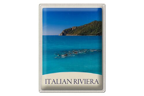 Blechschild Reise 30x40cm Italien Riviera Strand blau Meer