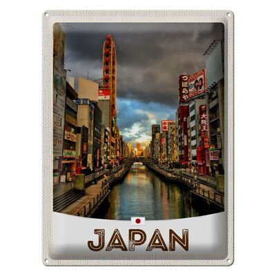 Cartel de chapa de viaje, 30x40cm, Japón, Asia, río, ciudad, vacaciones