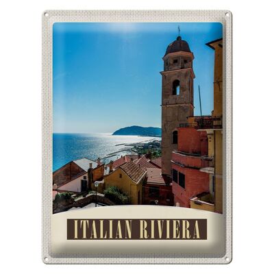 Blechschild Reise 30x40cm Italien Riviera Meer Stadt Strand