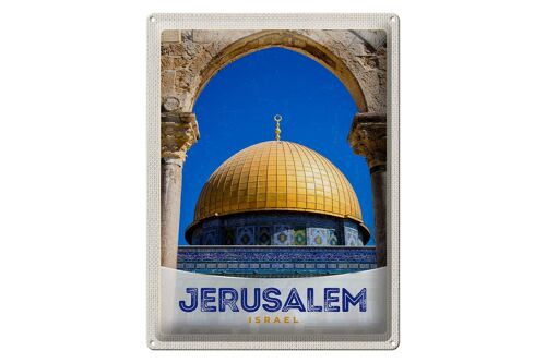 Blechschild Reise 30x40cm Jerusalem Israel Tempel Gold Urlaub