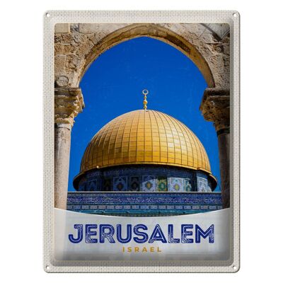 Targa in metallo da viaggio 30x40 cm Gerusalemme Israele Tempio Oro Vacanze