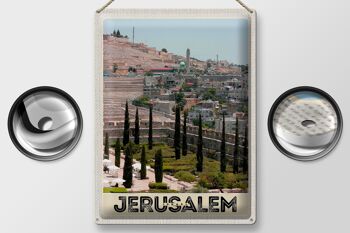 Signe en étain voyage 30x40cm, jardin de la ville de jérusalem israël 2
