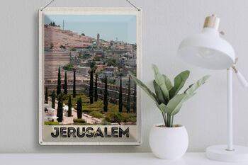 Signe en étain voyage 30x40cm, jardin de la ville de jérusalem israël 3