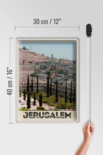 Signe en étain voyage 30x40cm, jardin de la ville de jérusalem israël 4