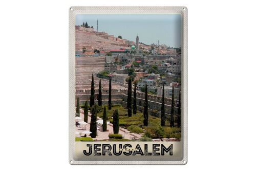 Blechschild Reise 30x40cm Jerusalem Israel Stadt Garten