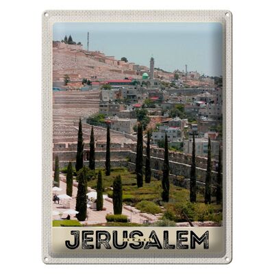 Blechschild Reise 30x40cm Jerusalem Israel Stadt Garten