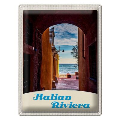 Cartel de chapa de viaje, 30x40cm, Italia, Riviera, playa, mar, vacaciones