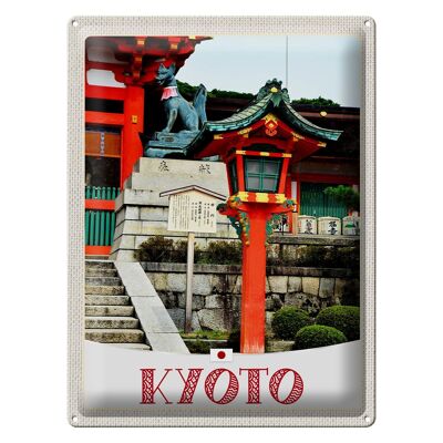 Signe en étain voyage 30x40cm, Kyoto, Japon, Sculpture renard