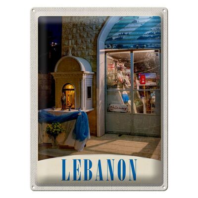 Cartel de chapa de viaje, 30x40cm, Líbano, África, cruz cristiana