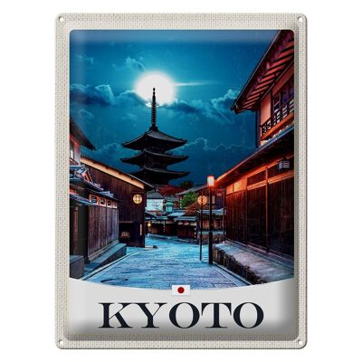 Targa in metallo da viaggio 30x40 cm Kyoto Giappone Downtown Evening