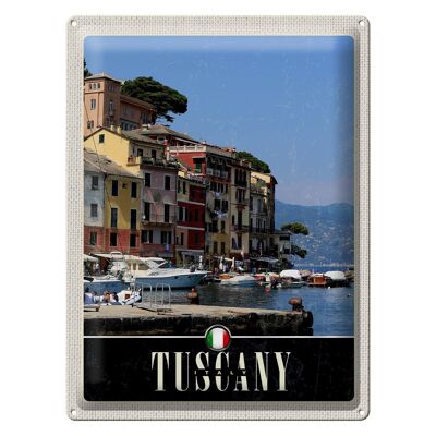 Cartel de chapa de viaje, 30x40cm, Toscana, Italia, edificio, puerto