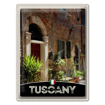 Cartel de chapa de viaje 30x40cm Toscana Italia entrada flores