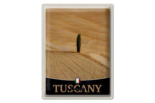 Blechschild Reise 30x40cm Toskana Italien Wüste Baum Sand