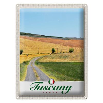 Cartel de chapa viaje 30x40cm Toscana Italia camino de campo de pasto