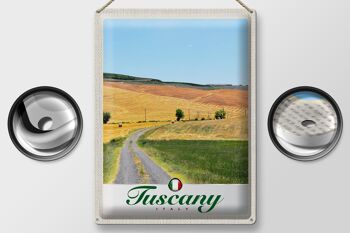 Panneau en étain voyage 30x40cm, Toscane Italie, chemin de pâturage 2