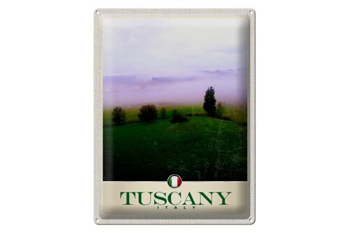 Blechschild Reise 30x40cm Toskana Italien Berge Wiese Natur