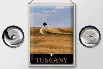 Panneau de voyage en étain, 30x40cm, toscane, italie, champs d'arbres, chemin de terre 2