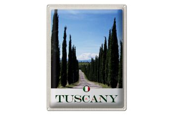 Panneau de voyage en étain, 30x40cm, toscane, italie, rue, arbres 1
