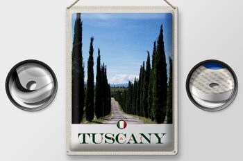 Panneau de voyage en étain, 30x40cm, toscane, italie, rue, arbres 2